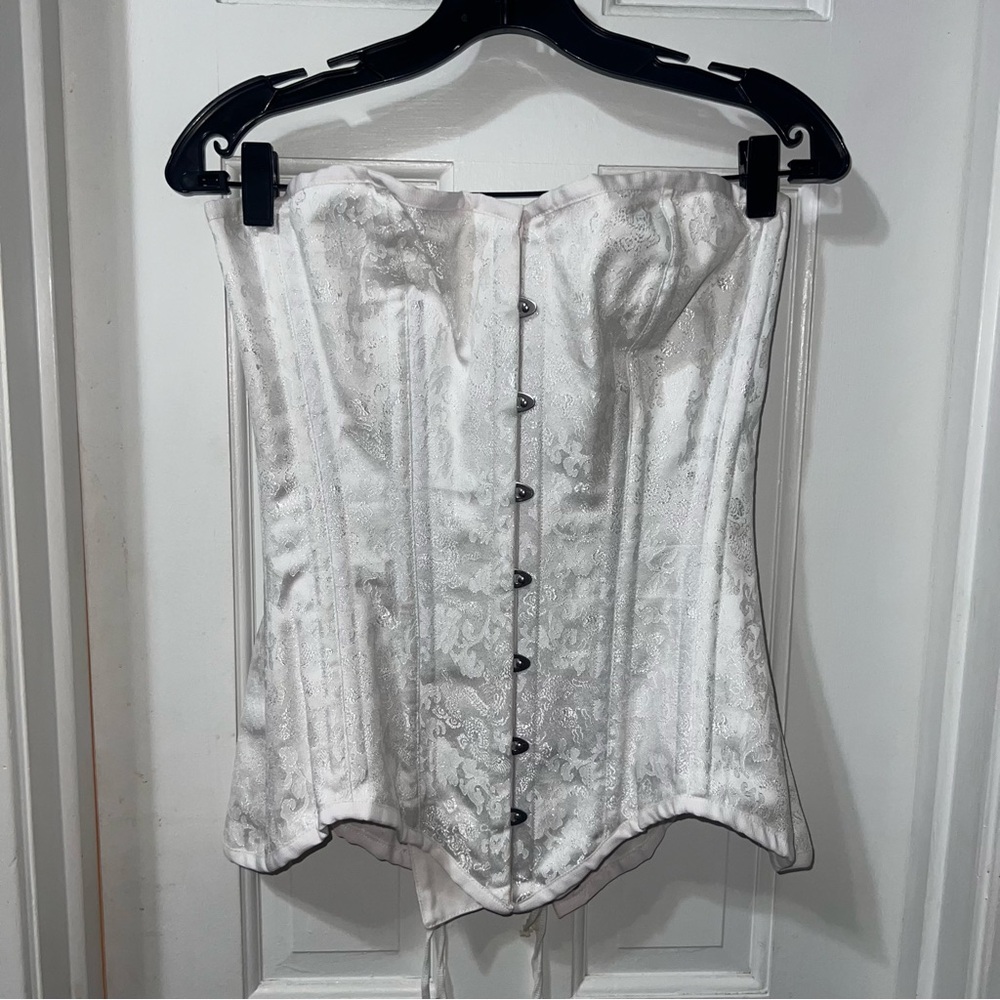 White Steel Boned Corset Top Size Large